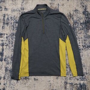 Smartwool Merino Sport 150 Men's Size Large 1/4 Zip Gray Long Sleeve Pullover